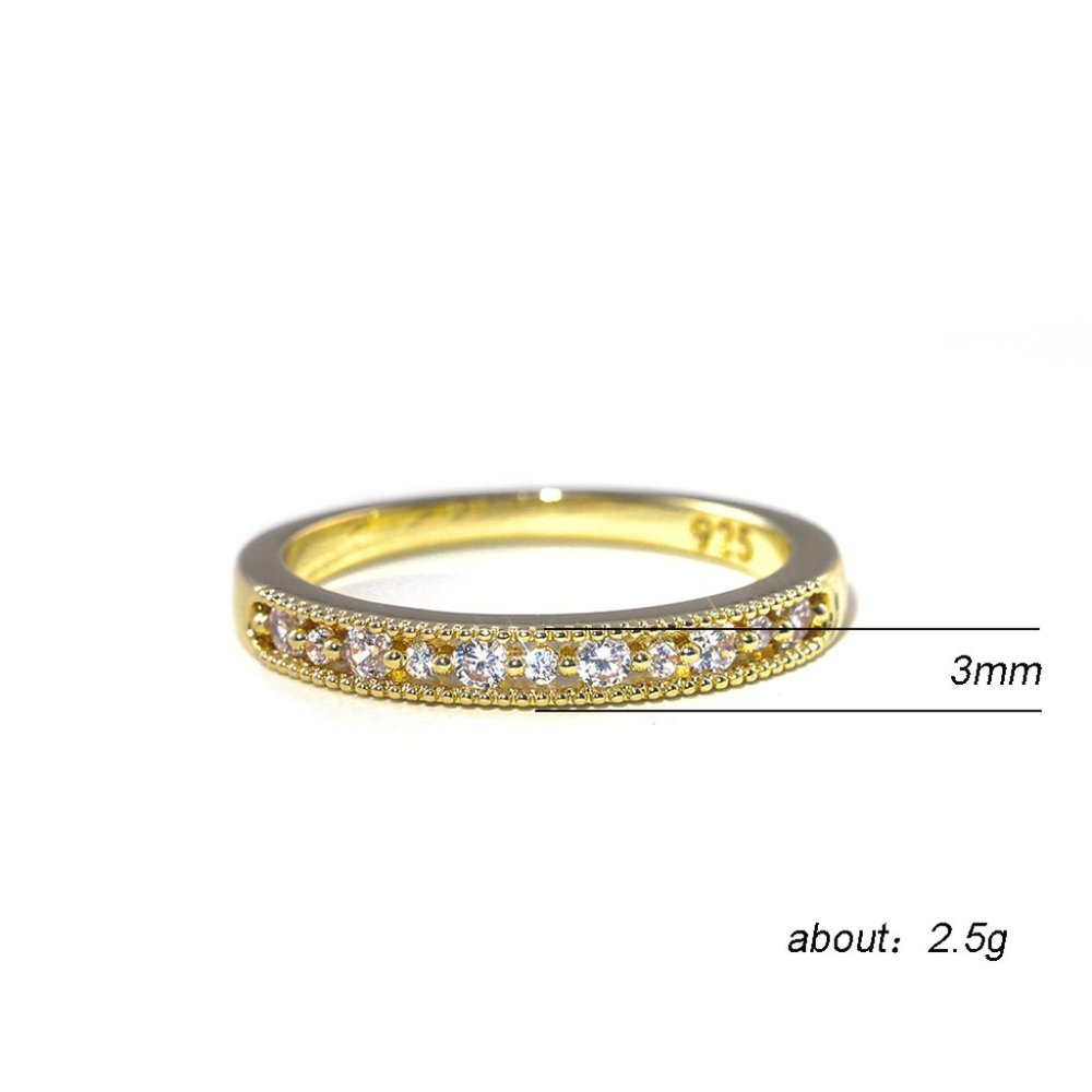 Dainty Tiny CZ Round Thin Micro Pave Lovely Gold Rings for Women, INDN8197 - Picture 6 of 6